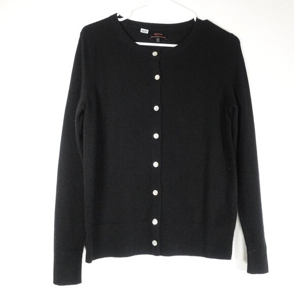 EUC Quince Mongolian Cashmere Button Up Cardigan Sweater Black Small 4637 - Picture 3 of 9